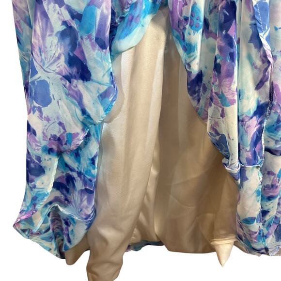 Handmade Floral Chiffon Strapless Maxi Dress Babydoll Pleated Feminine Festival - Picture 8 of 12